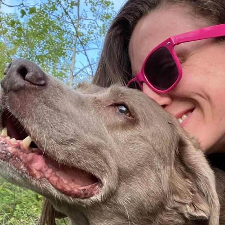 Chelsea Hughes and Sophie the dog of Chelsea Hughes Aesthetics botox treatments calgary, ab